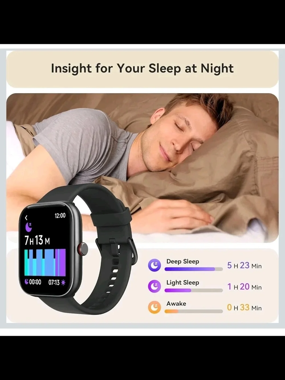 Black Smartwatch with Health Tracking and Call Alerts